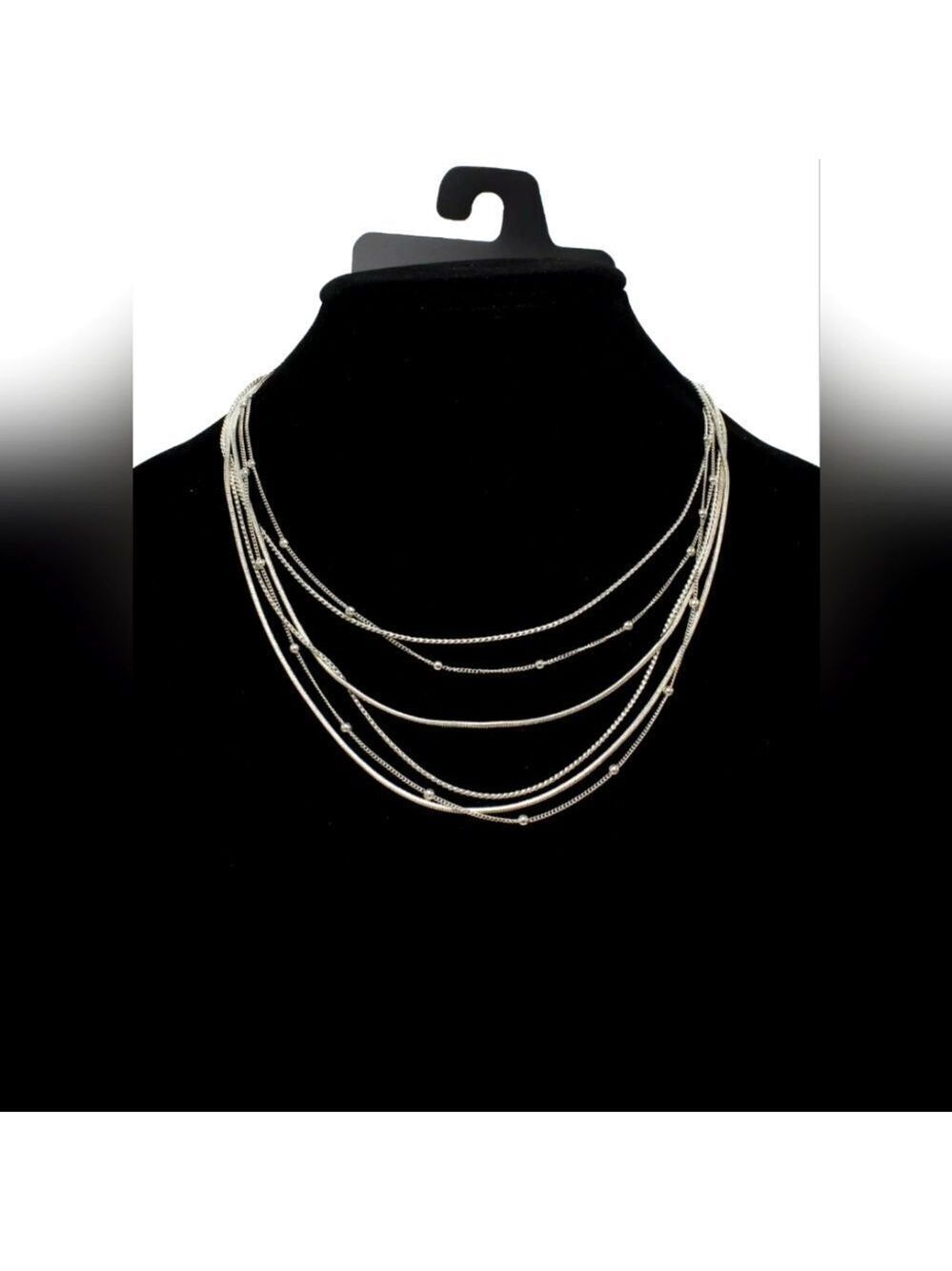 Silver Tone Multi Strand Necklace by Metal NWT 18"